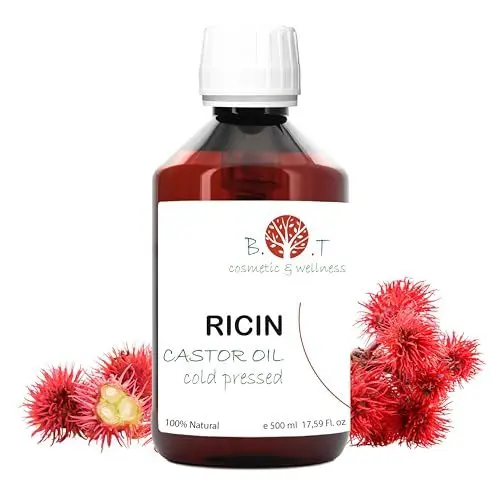 Produktbild: Rizinusöl Wimpern- und Wimpernserum, Haarwachstum Beschleunigen, Haarausfall, Haarwachstum, Augenbrauen Serum, Bart, Nagel Castor Oil BIO Kaltgepresst 500 ml