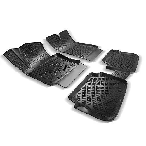 Produktbild: Rizline Passgenau 3D Fussmatten Auto Kompatibel mit Volkswagen Touran 1 Gen 2003-2015 Auto Zubehör 1. Und 2. Reihe Gummimatten Autos TPE Allwetter Geruchlos rutschfest Vorne und Hinten Schwarz