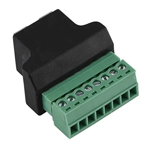 Produktbild: RJ45-Buchse auf 8-poligen Schraubklemmenanschluss, EIA/TIA 568B-Verkabelung, Geschirmt, Kompaktes Design für DVR