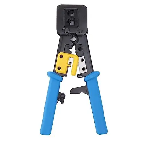 Produktbild: RJ45-Crimpzange, RJ45-RJ12-RJ11-Stecker, Ethernet-Crimper, Ethernet-Crimpzangen-Set mit Abisolierzange, Crimp-Steckern, Netzwerk-Crimper für Netzwerk- und Telefonkabel