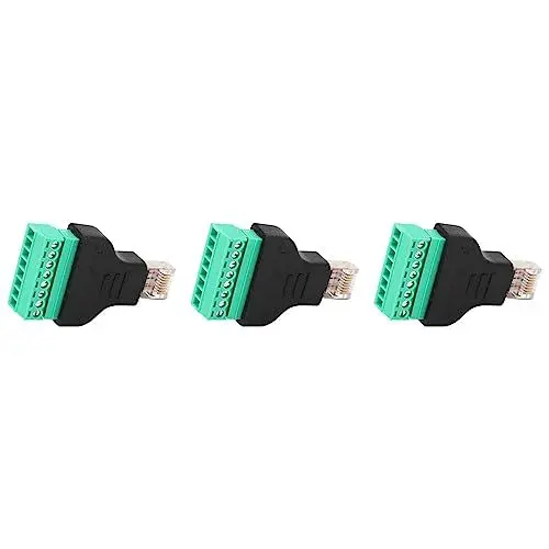 Produktbild: RJ45-Schraubstecker, 3 Stück RJ45-Schraubklemmenadapter Netzwerk RJ45-Ethernet-Adapter Innengewinde auf 8-poligen AV-Klemmenschraubadapter, Cat 6-Kabel