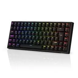 Produktbild: RK ROYAL KLUDGE RK84-DE 75% Gaming-Tastatur, 85 Tasten Kompakte Tastatur, Bluetooth Mechanische Tastatur, Blaue Schalter, RGB Hintergrundbeleuchtung, 2.4Ghz Gaming Tastatur für Mac & Windows, Schwarz
