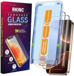 Produktbild: RKINC 2 Stück Panzerglas Schutz Glas für iPhone 16 Pro Max 6.9 inch, (Automatische Installation) Panzer HD (10X Militärschutz) Displayschutzfolie kratzfest, blasenfrei, splitterfrei