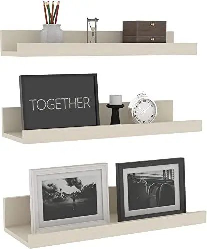 Produktbild: RLAVBL Wandregal Off-weiß 3er Set, 40cm Wandregal Holz Geeignet für Wohnzimmer Schlafzimmer Küche Büro usw