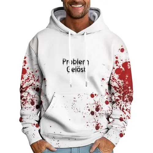 Produktbild: RMBLYfeiye Meine Bestellungen Halloween Hoody Herren Hoodie Y2K Pullover Herren Ohne Kapuze Oversized Hoodie Herren Kapuzenpullover Für Herren Problem Solved Shirt Pullover Halloween Kinder 4XL