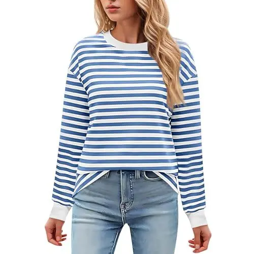 Produktbild: RMBLYfeiye Sale Angebote Pullover Für Damen Fleecepullover Damen Weihnachtspullover Damen Pullover Gestreift Rot Blau Rosa Pullover Damen Rüschen Hoodie Jacke Damen (Himmelblau, XXL)