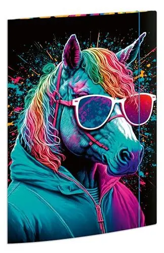 Produktbild: RNKVERLAG 46337 - Sammelmappe Neon 240 x 330 mm, 3 Stück, Dokumentenmappe für DIN A4, mit Gummizugverschluss