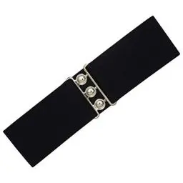 Produktbild: Ro Rox Retro Vintage-Stil Elastischer Weiter Gurt Gürtel - DE 38-42 - Schwarz (Medium)