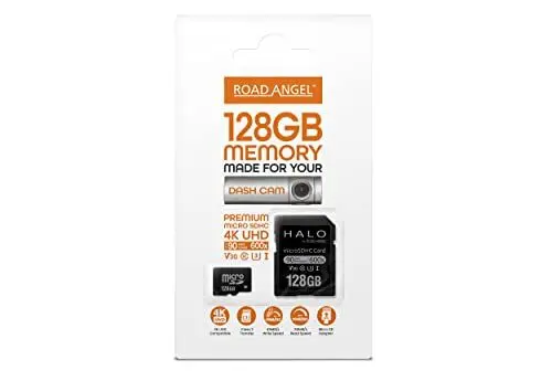 Produktbild: Road Angel, 128GB SD-Karte, hergestellt für Dashcams, geeignet für alle Arten von Smartphones und elektronischen Geräten, Class 3 Transfer, Micro-SD-Adapter - Schwarz