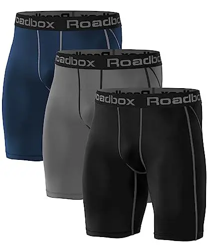 Produktbild: Roadbox 3er Pack Herren Kompressionsshorts, Schnelltrocknendes Baselayer Unterhose Tights Kurz Hose Laufunterwäsche L 3er Pack: Schwarz, Grau, Marineblau