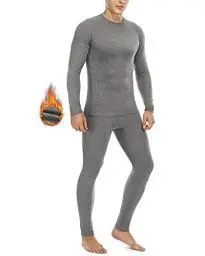 Produktbild: Roadbox Thermounterwäsche Herren,Lange Funktionsunterwäsche Set Atmungsaktiv & Weich Thermobekleidung männer Winter für Lauf,Fahrrading,Fußball,Skifahren··Grau,L