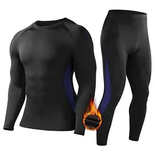 Produktbild: Roadbox Thermounterwäsche Herren, Atmungsaktiv Weich Funktionswäsche Herren Winter Warm Skiunterwäsche Thermowäsche Set Flexibel Thermoaktiv Funktionsunterwäsche für Männer Schwarz XXXL