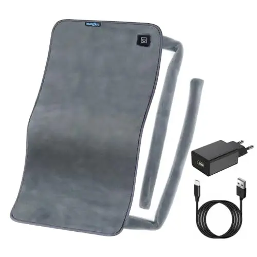 Produktbild: ROADDPMATE USB-Heizkissen zur Linderung von Rücken-, Nacken- und Schulterschmerzen mit zwei Riemen, 30 x 60 cm (grau) (kein Akku)