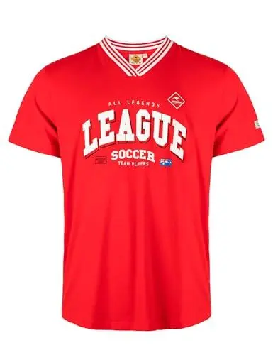 Produktbild: Roadsign Australia Herren T-Shirt mit sportlichem Logo-Print & V-Ausschnitt rot | M
