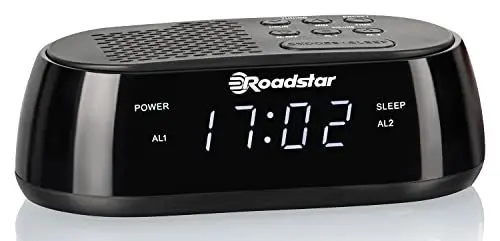 Produktbild: Roadstar CLR-2477 Radiowecker, Digitaler Radio PLL-FM, Zwei Weckzeiten und Schlaf Timer, USB-Anschluss, 20 Senderspeicher, LCD-Display, Schlummerfunktion, Schwarz