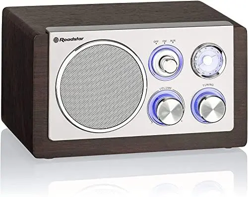 Produktbild: Roadstar HRA-1245 Retro-Radio mit UKW und MW Tuner (Teleskop-Antenne, Batteriebetrieb möglich), braun / silber, Wood