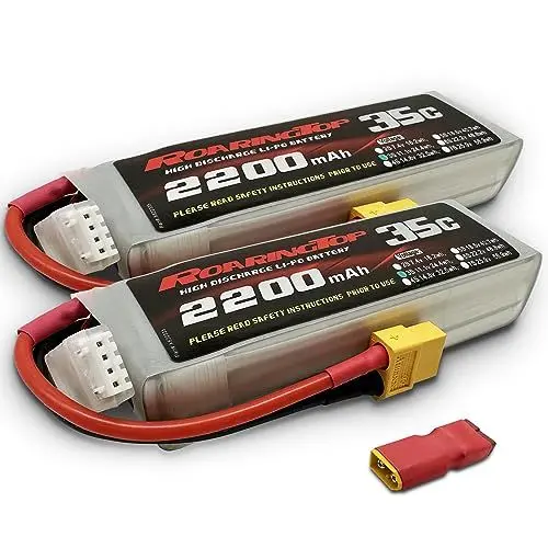 Produktbild: Roaring Top 2200mAh 11.1V 3S 35C (Continous Discharge) Lipo Batterie with XT60 for RC Evader BX Car Truggy Truck RC Airplane Quadcopter Helicopter (2 Packs) …