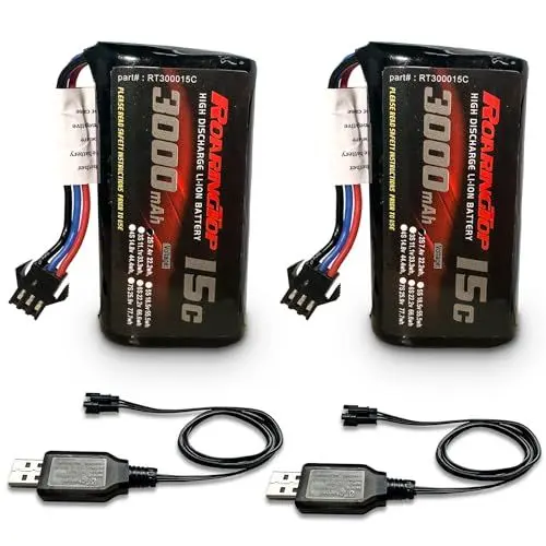 Produktbild: RoaringTop 3000mAh 2S 7.4V Lithium-Ionen-Akku mit SM-3P Stecker, verwendet für DE43 DE60 RC Racing RC Auto Batterie 1575 Dump Truck Engineering LKW Spielzeug Auto