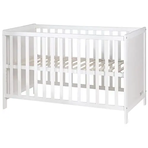 Produktbild: roba 2 in 1 Babybett 60 x 120 cm - Gitterbett & Beistellbett 6-fach Höhenverstellbar - 5 Schlupfsprossen - Holz weiß