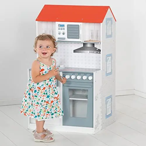Produktbild: roba 2in1 wendbares Puppenhaus und Kinderküche, großes Spielhaus für Jungs und Spielküche in einem