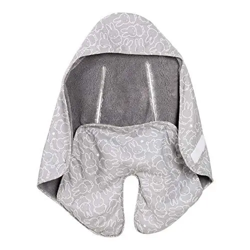 Produktbild: roba Baby-Einschlagdecke 'Miffy' mit Schlitzen für Gurte für alle Autositze & Kinderwagen, Grau