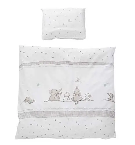 Produktbild: roba Babybettwäsche 80 x 80 cm - Sternenzauber - Wiegenbettwäsche Baby Set 2 teilig - Decken & Kissenbezug mit Stern Motiv für Mädchen & Jungen - Baumwolle - Weiß