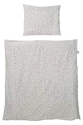 Produktbild: roba Babybettwäsche Miffy 80 x 80 cm - Bettwäsche Set für Babybett & Beistellbett - Hasen Motiv - Bettbezug 80x80 & Kissenbezug 40x35 cm - Grau