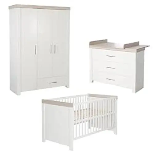 Produktbild: roba Babyzimmer ‚Lucy‘ 3-teilig, inkl. Kombi-Kinderbett 70 x 140 cm, Wickelkommode & Schrank 3-türig