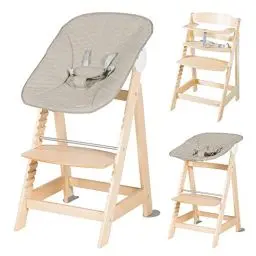 Produktbild: roba Born Up Treppenhochstuhl, Set 2in1, Greyish gesteppt', Hochstuhl mit Liegefunktion, ab Geburt