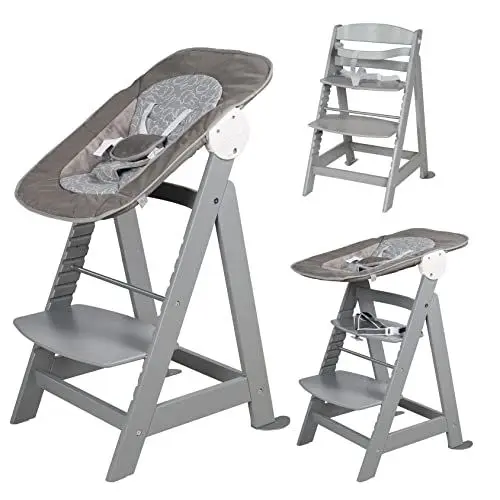Produktbild: roba Born Up Treppenhochstuhl, Set 2in1, 'Miffy', Babyhochstuhl mit Liegefunktion, ab Geburt, taupe