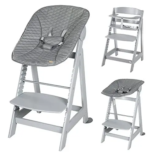 Produktbild: roba Born Up Treppenhochstuhl, Set 2in1, Stone gesteppt', Hochstuhl mit Liegefunktion, ab Geburt