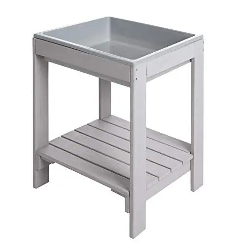 Produktbild: roba Kinder Outdoor+ Spieltisch 'Tiny', wetterfester Massivholz Sand- & Matschtisch, grau lasiert