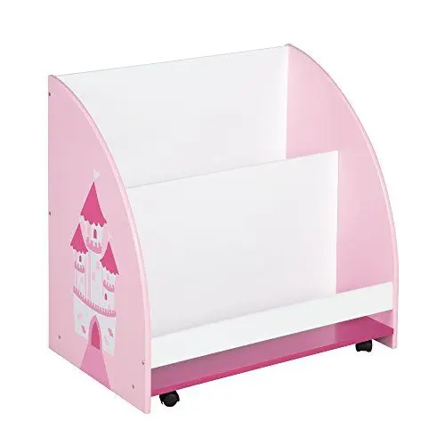 Produktbild: roba Kinder Regal 'Krone', Spielzeug- & Bücher-Regal fürs Kinderzimmer, Spielregal fahrbar & drehbar mit Rollen, rosa / weiß