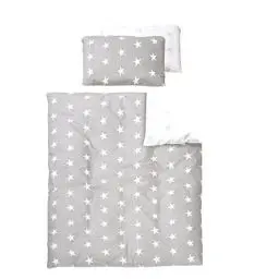 Produktbild: roba Kinderbettwäsche 100 x 135 cm Little Stars - Bettwäsche Set für Mädchen & Jungen - Decken & Kissenbezug aus Baumwolle für Babys & Kinder - Stern Motiv - Grau / Weiß