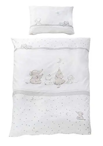 Produktbild: roba Kinderbettwäsche 100 x 135 cm Sternenzauber - Bettwäsche Set für Mädchen & Jungen - Decken & Kissenbezug aus Baumwolle für Babys & Kinder - Stern Motiv - Weiß