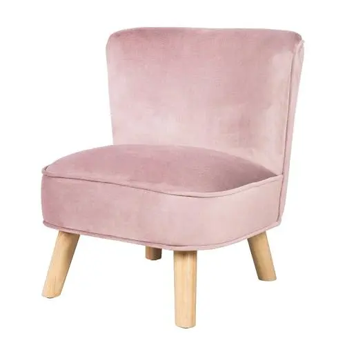 Produktbild: roba Kindersessel Lil Sofa - Bequemer Sessel für Mädchen & Jungen - Stabile Holzfüße - für Baby & Kinderzimmer - Stoff aus Samt - Rosa