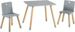 Produktbild: roba Kindersitzgruppe aus Holz - Kindermöbel Set aus 2 Kinderstühlen & 1 Tisch - Kindertisch Set für Kinderzimmer von Jungen & Mädchen - Grau / Natur