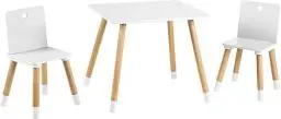 Produktbild: roba Kindersitzgruppe aus Holz - Kindermöbel Set aus 2 Kinderstühlen & 1 Tisch - Kindertisch Set für Kinderzimmer von Jungen & Mädchen - Weiß / Natur