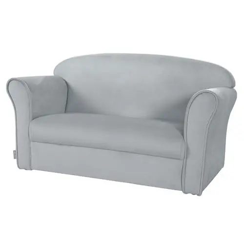 Produktbild: roba Kindersofa Lil Sofa mit Armlehnen für Mädchen und Jungen - Bequeme Kindercouch - Samtstoff grau - Sitzmöbel für Baby & Kinderzimmer