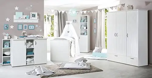 Produktbild: roba Kinderzimmerset 'Constantin',weiß, inklusive Kombi-Bett 70x140 cm, Wickelkommode und 3-türigem Schrank