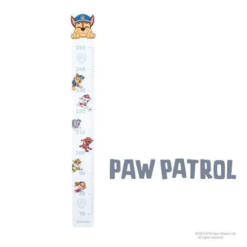 Produktbild: roba Messlatte für Kinder Paw Patrol - Skala von 70 cm bis 150 cm für Mädchen & Jungen - Kindermesslatte für Kinderzimmer - Holz weiß/blau…