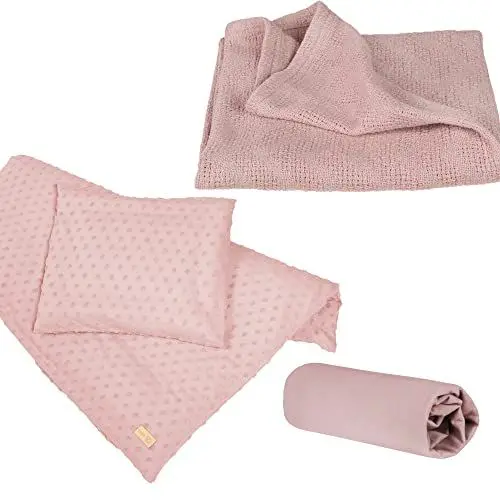 Produktbild: roba Organic Geschenkset Lil Planet - Baby Bettwäsche, Spannbettlaken & Babydecke - Bio Baumwolle - GOTS zertifiziert - Geschenk zur Geburt - Rosa / Mauve