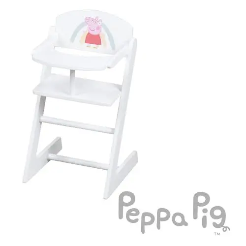Produktbild: roba Puppenhochstuhl Peppa Pig mit Essbrett - Stuhl für Babypuppen - Holz weiß lackiert - Motiv der Zeichentrick Serie - Puppenmöbel für Kinder ab 3 Jahren, Klein