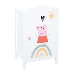 Produktbild: roba Puppenkleiderschrank Peppa Pig - Schrank zum Verstauen von Puppenkleidung & Zubehör - Puppenmöbel aus weiß lackiertem Holz - Motiv der Zeichentrick Serie…