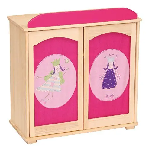 Produktbild: roba Puppenkleiderschrank Serie „Happy Fee“, Puppenmöbel zum Verstauen von Puppenkleidung und Puppenzubehör, Holz natur
