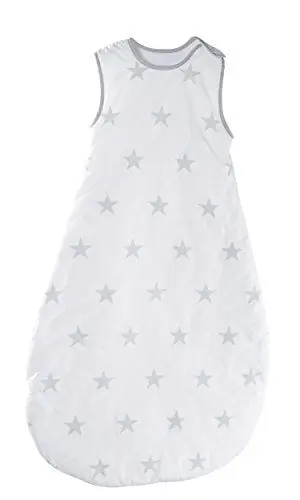 Produktbild: roba Schlafsack 110 cm Little Stars - Babyschlafsack ganzjährig für Sommer & Winter - Kinderschlafsack aus atmungsaktiver Baumwolle - Stern Motiv in Weiß / Hellgrau