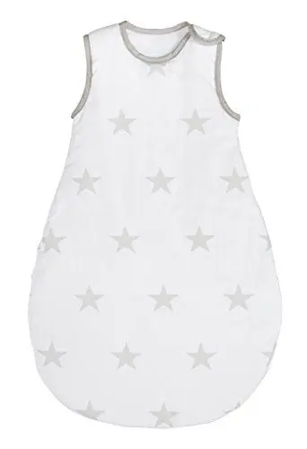 Produktbild: roba Schlafsack 70 cm Little Stars - Babyschlafsack ganzjahres / ganzjährig - Stern Motiv - Atmungsaktive Baumwolle - Weiß / Hellgrau