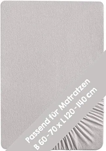 Produktbild: roba Spannbettlaken Lil Planet 60 x 120 – 70 x 140 - Baby Bettlaken für Kindermatratzen - Bio Baumwolle - GOTS und Oeko-Tex Standard 100 - Grau