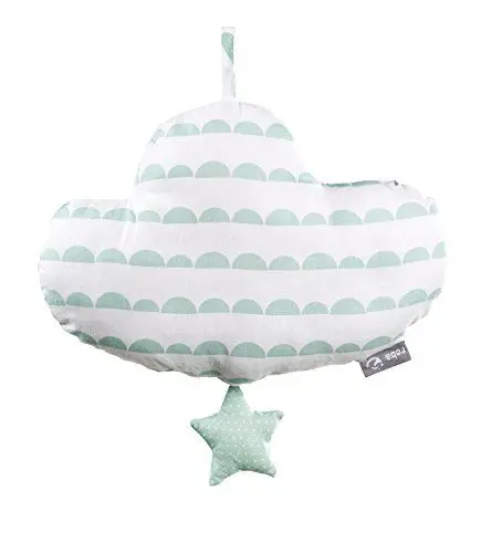 Produktbild: roba Spieluhr 'Happy Cloud', Einschlafhilfe, Textil-Wolke waschbar, Babyzimmer Deko taupe / mint