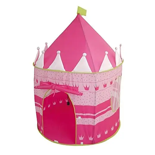Produktbild: roba Spielzelt für Kinder Prinzessinnen Schloss - Kinderzelt und Spielhaus aus Stoff inkl. Tasche - für Mädchen und Jungen - Outdoor & Indoor - Rosa, 1 Stück (1er Pack)